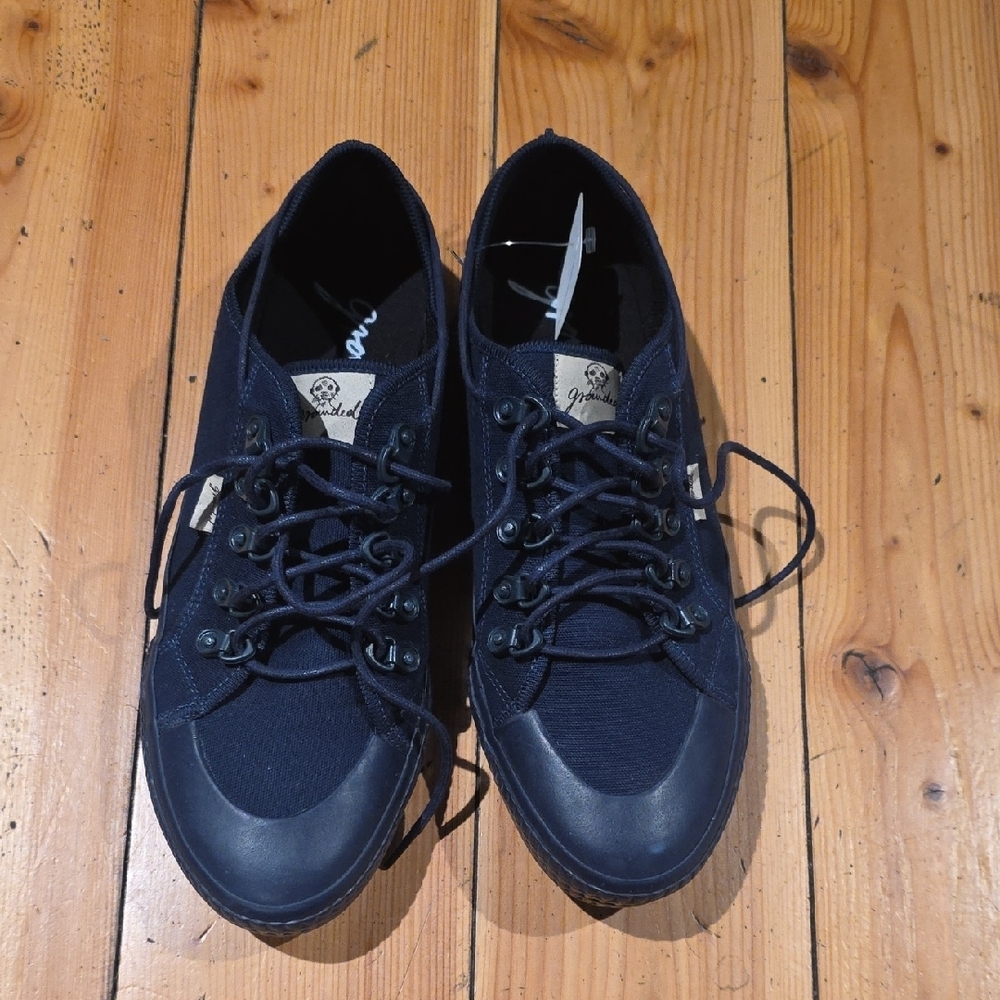 Men's Navy Lace-Up Canvas Sneakers by Grenson